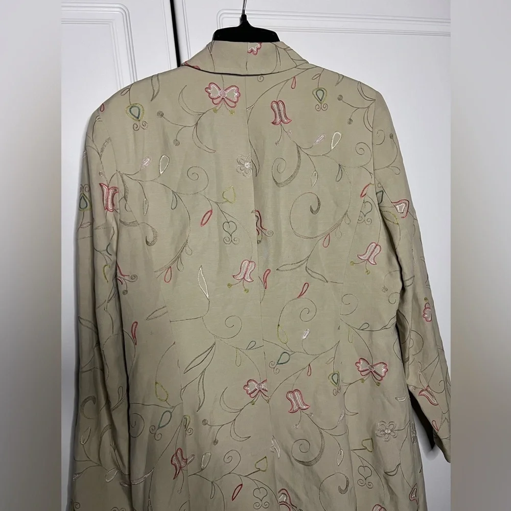 Grace Dane Lewis silk-linen embroidered blazer